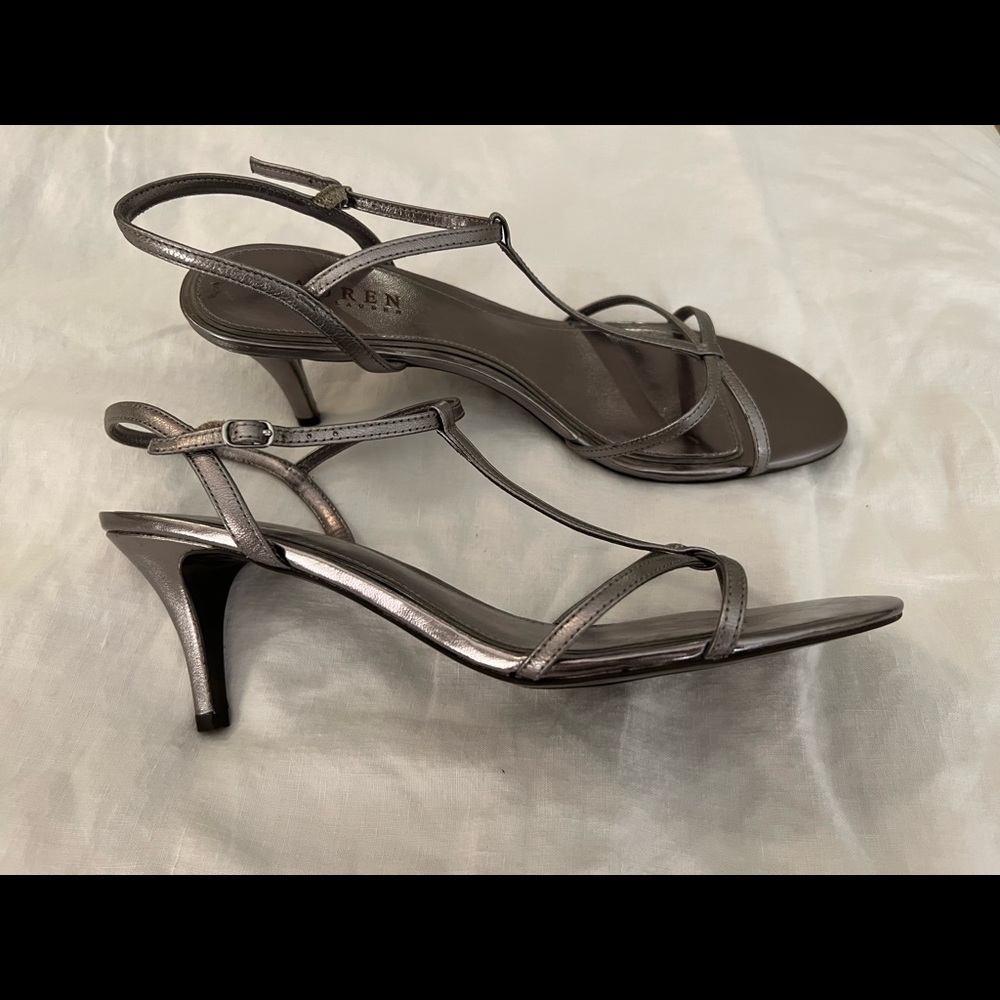 Lauren Ralph Lauren gunmetal colored heels